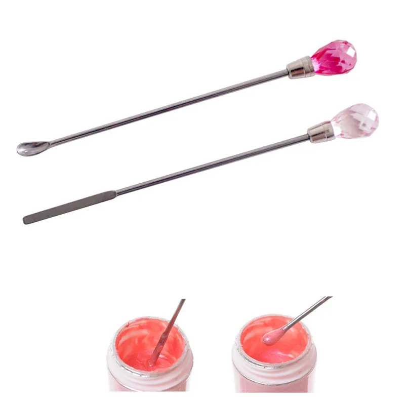 

2PCS/LOT Nail Art Tools Stainless Steel Essential Spoon Manicure Stirring Rod Tool For uv Gel Nail Powder Manicure Care Tools