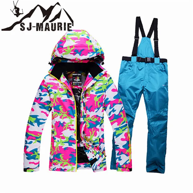SJ-Maurie Сноуборд Лыжный костюм Лыжная куртка брюки для женщин Зимний ветрозащитный водонепроницаемый сноуборд Снежный костюм наружное пальто для катания на коньках - Цвет: 13