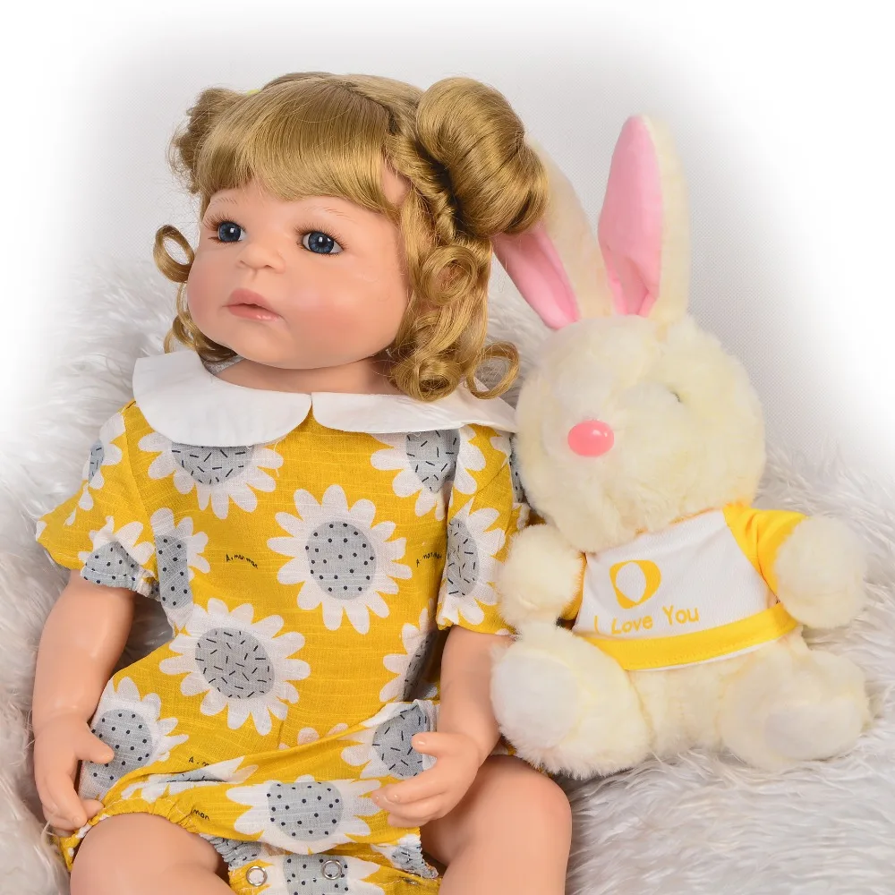 

23inch Full silicone reborn baby dolls Toy Baby-Reborn lifelike modeling vinyl newborn bathe princess toddler Brinquedos toy