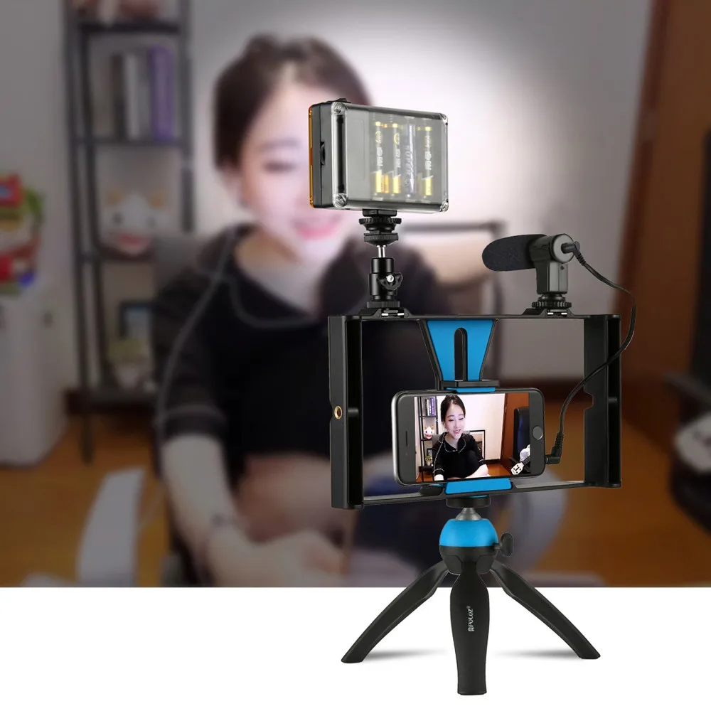 

Smartphone Video Rig Phone Video Stabilizer Grip Tripod Mount with Microphone 2019 New Arrival fashion c617