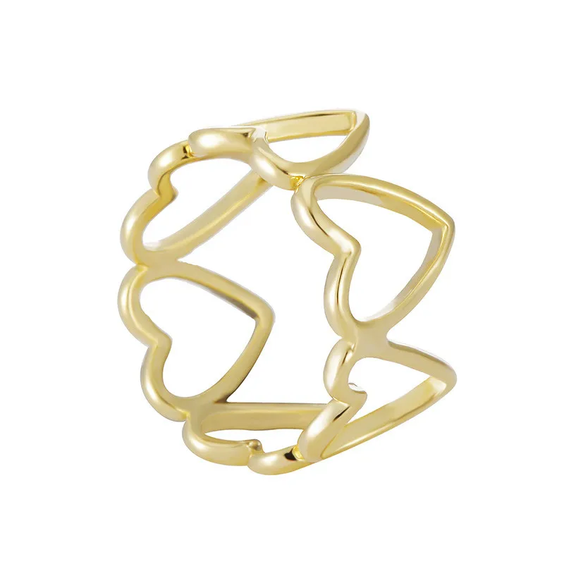 

Fashion Hollow Heart Opening Ring For Women Girl New Design Simplicity Gold Color Finger Jewelry Gifts Dropshipping