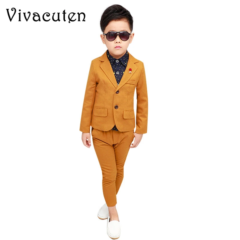 Children Formal Suits Sets Boys Wedding Dress Costume Kids Blazer Pants 2pcs Clothing Set Fashion Party Performance Clothes | Детская
