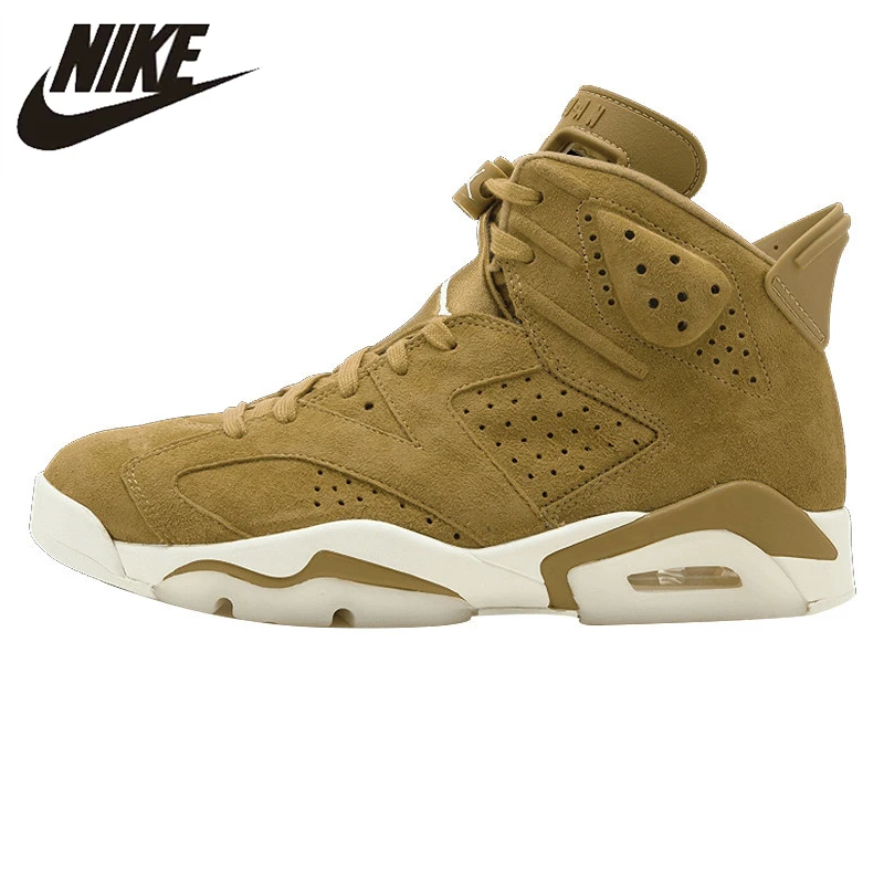 Nike Air Jordan 6 Retro AJ6 Joe 6 Men's Basketball Shoes Sneakers Sports Shoes, High Suede Wheat Color 384664 705