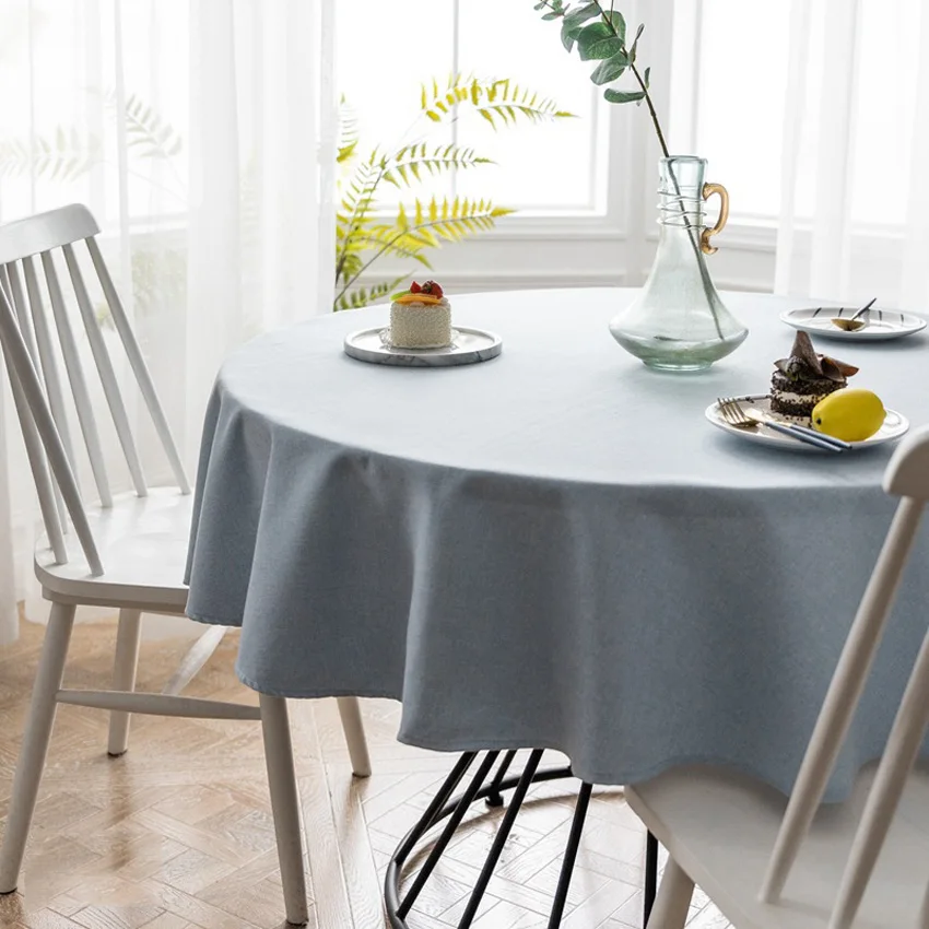  100% Polyester American Style Tablecloths Thick Solid Color Tablecloth Home Decorative Round Table 