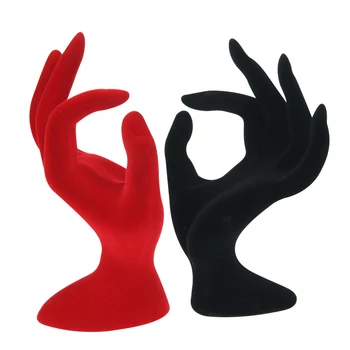 

6.7" Tall Female Mannequin Free Standing Hand Manekin Ring Bracelet Necklace Jewelry Display Stand Holder Black Velvet OK Finger