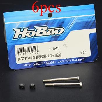 

6PCS 3x37mm Screw Half Tooth Screws with 3mm Nut 11043 for RC Car Model HOBAO 10SC Short Truck DIY Spare Parts