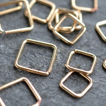 

PINJEAS 2pcs/10pcs handmade 14 gold filled Square closed loop jewelry findings for diy necklace bracelet making