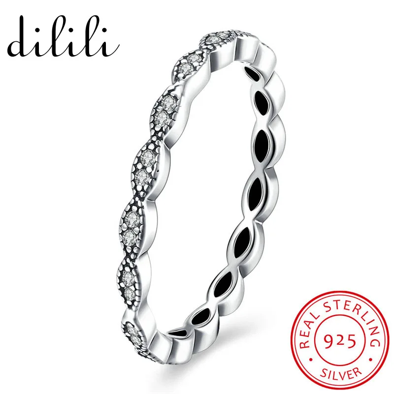 DILIL Elegant 925 Sterling Silver Wedding Rings For Women Jewelry Zirconia Charms Engagement o Bague Bijoux Femme | Украшения и