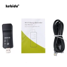 Kebidu 300 Мбит/с беспроводной сетевой адаптер с кнопкой WPS Wi-Fi ретранслятор RJ-45 сетевой ТВ сетевой кабель черный