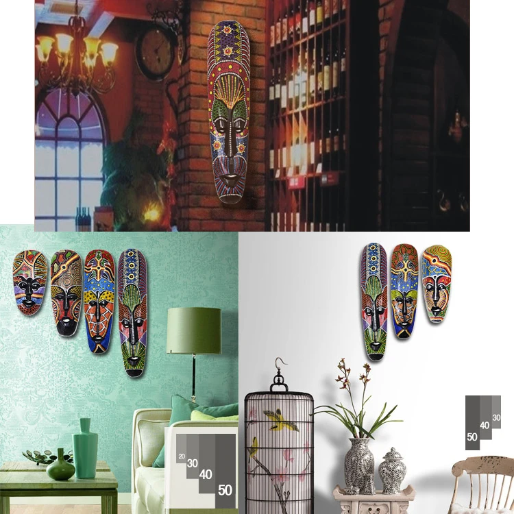 Aqumotic 3D Wall Decoration Point Mask Room Art Hand Drawn Mural Exaggeration Bar Colored Black Decor Human Face