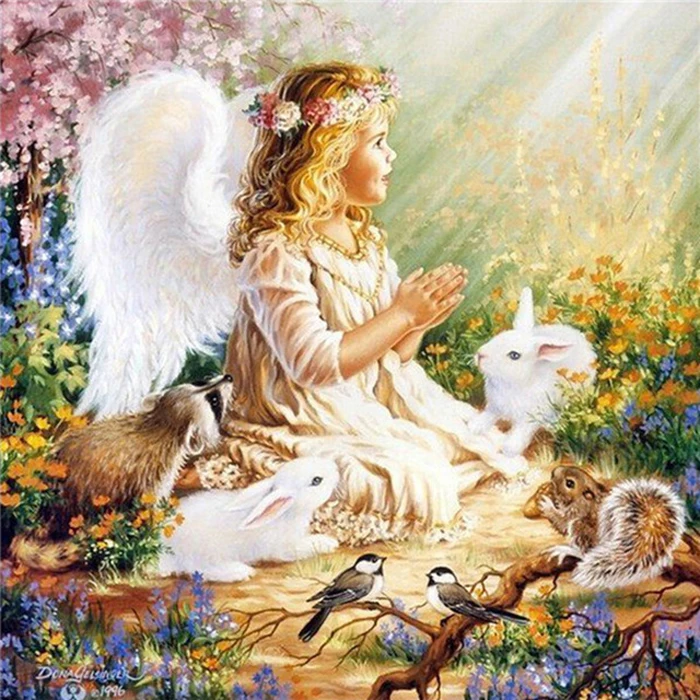 

5D Angel girl Rhinestonesdiamond painting Rabbit squirrels and birds cross stitch full round diamond embroidery plastic crafts