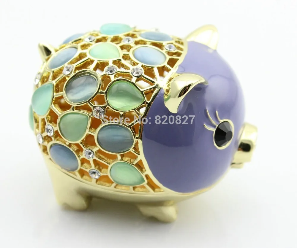 Lovely Newest Hot Cute Pig Cosmetic Box Jewelry Trinket Gift Storage Box Accessories Box Ornaments Box, Blue, 7.8*5.5*5.3 CM grey lovely cute cats art cartoon anime fashion lanyards bus id name work card holder accessories decorations kids gifts