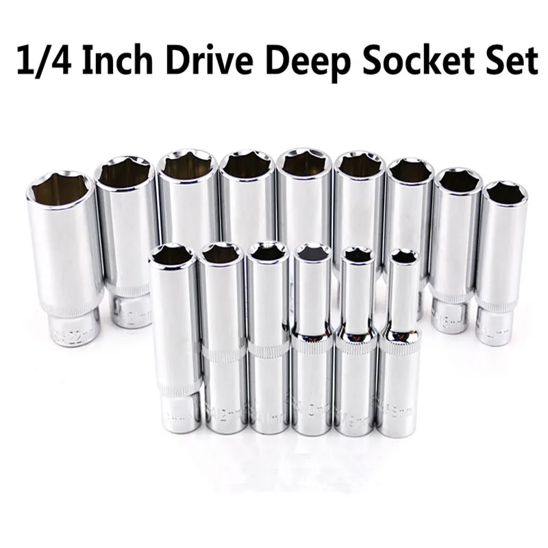 13mm with Rail 12pc 1//4/" Drive Socket Set 12 Piece Coloured Metric Sockets 4mm