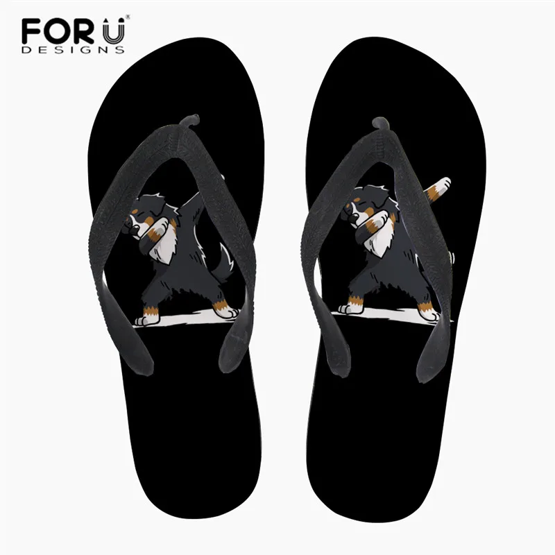 L4460AB FORUDESIGNS/летние шлёпанцы для женщин для Бернская горная собака принты плоский каблук сланцы женские домашние Вьетнамки zapatos de mujer - Цвет: L4460AB