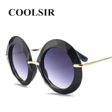 COOLSIR, для девушек, негабаритных, круглые солнцезащитные очки для женщин, дизайнерские, красные, черные, желтые, оправа, градиентные линзы, винтажные Оттенки для мужчин, Oculos