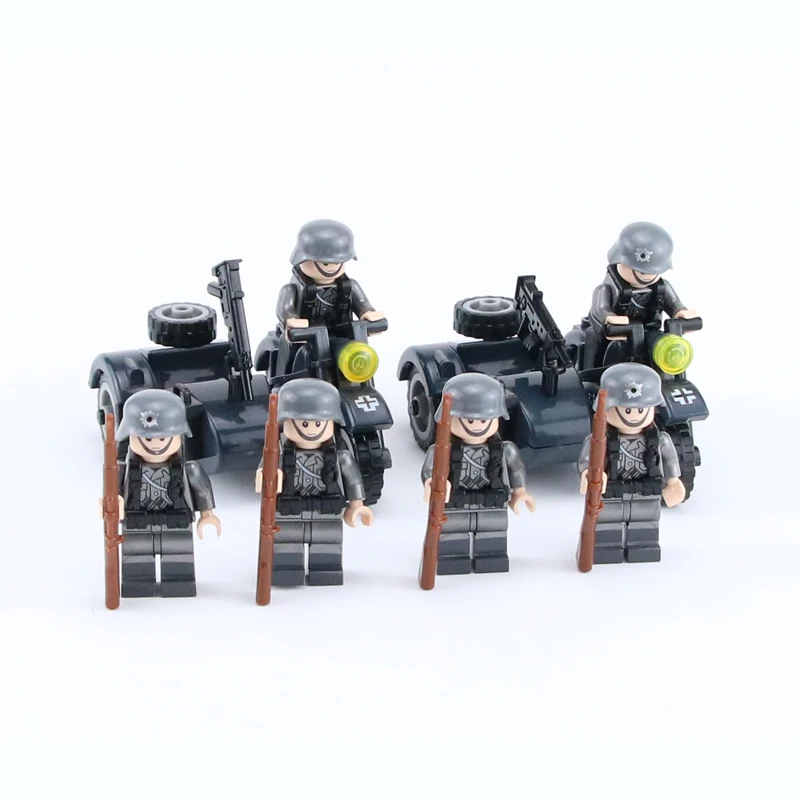 

Weltkrieg 2 German Soldiers weapons figures blocks toy Military Three wheeled motorcycle Weapon Helmet Accessories Brick toys