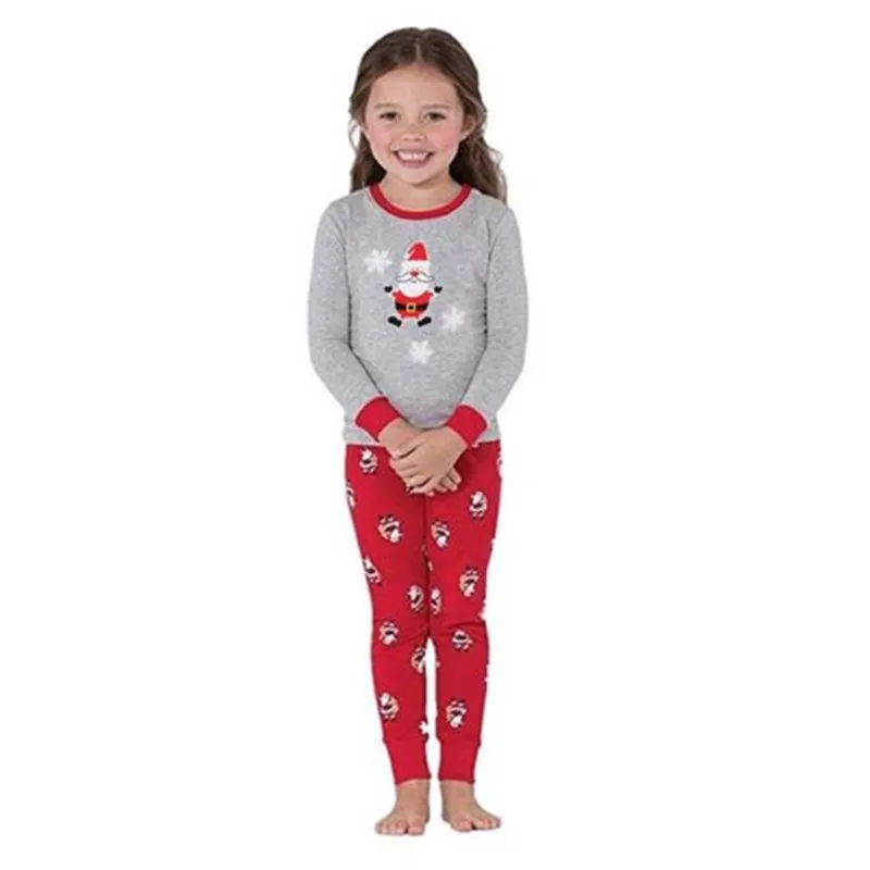 Emmababy/пижама с принтом Санта Клауса для всей семьи, Рождественский пижамный комплект, одежда для сна для родителей и детей, серая одежда для сна