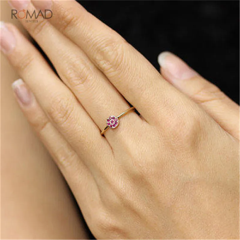 

Romad Red Flower Zircon Wedding Rings For Women Jewelry Austria Crystals Gold Color Engagement Rings Female Gift