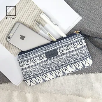 

1 Piece Cute Korean Stationery Large Capacity Canvas Pencil Bag Fabric Fashion Makeup Pouch Pen Bag Office Stationery