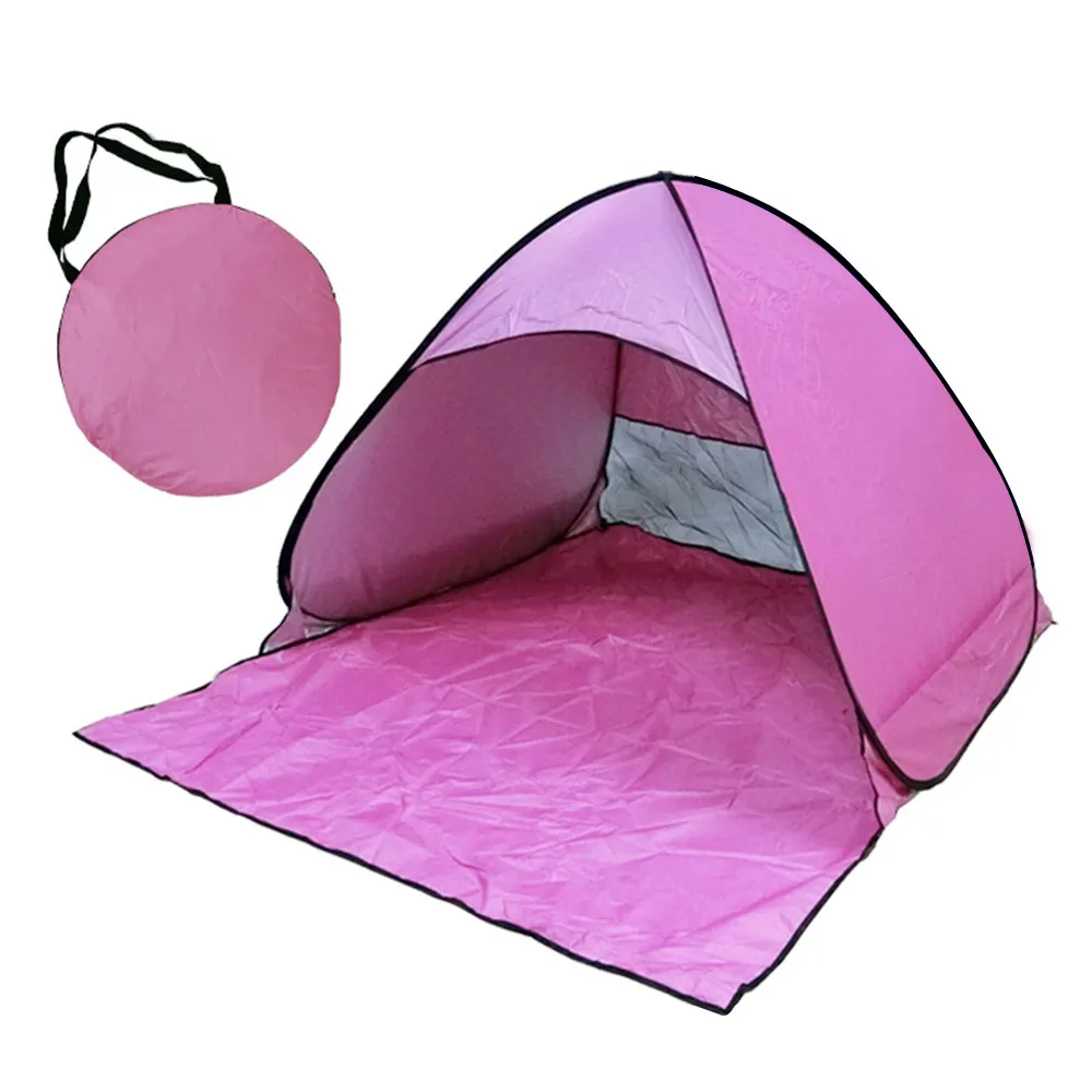 Полностью автоматическая Пляжная палатка Открытый Кемпинг пляж тент палатка скорость открытый УФ Защита солнечные укрытия Кемпинг Аксессуары - Цвет: Розовый