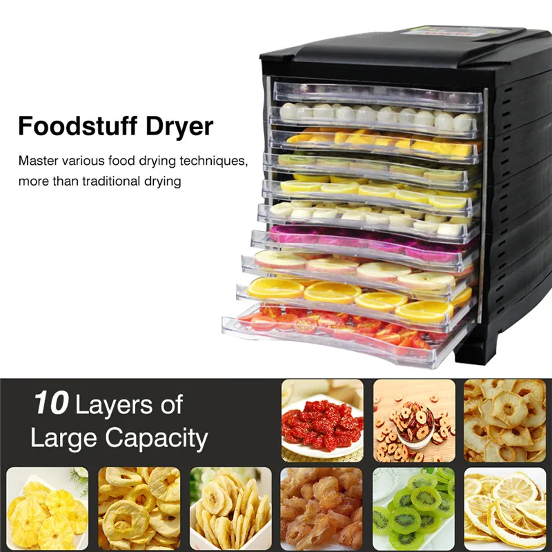 

Health Efficient Food Dehydrator Fruit Vegetable Herb Meat Home Drying Machine Commercial Pet Snacks food Dryer with 10 Trays