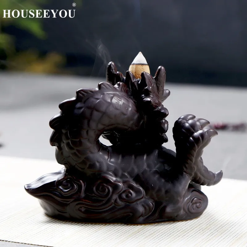 Houseyou Традиционный китайский держатель для благовоний с драконом фарфоровая