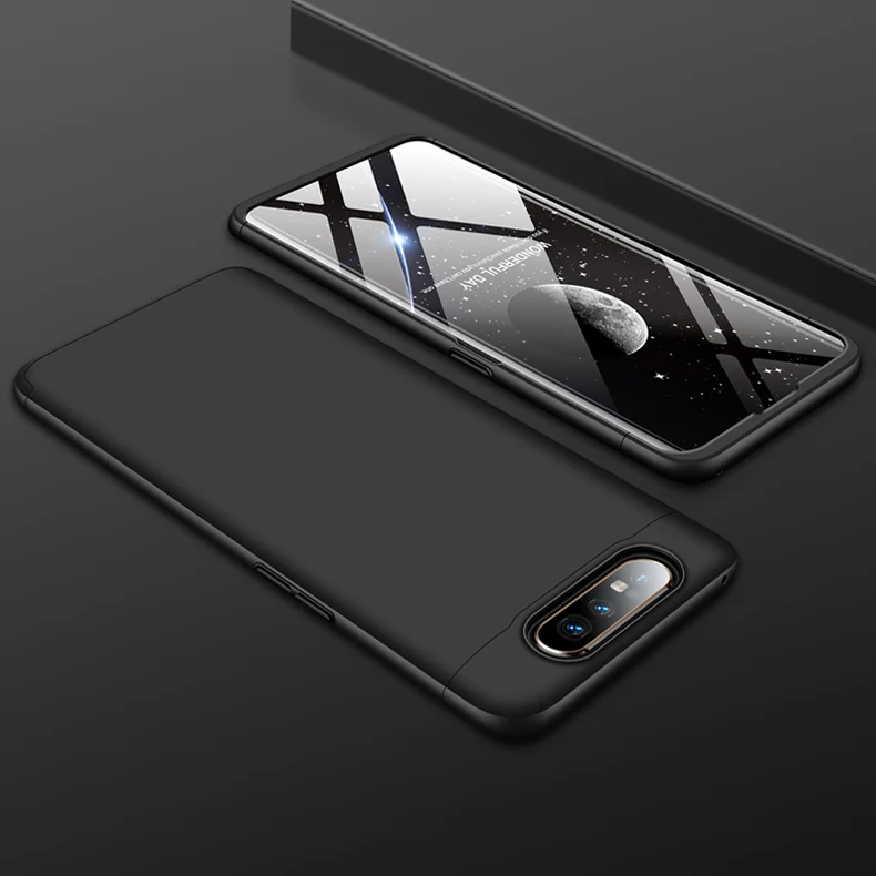 Полное покрытие Cqoue чехол для samsung Galaxy A80 чехол 3 в 1 360 полный корпус жесткий Гибридный Пластиковый защитный чехол для samsung A8 чехол - Color: black