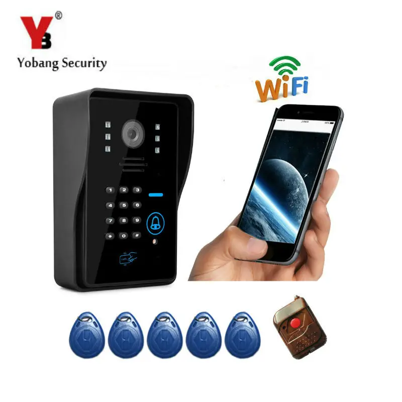 

YobangSecurity Wireless WiFi Remote Video Door Phone Intercom Doorbell Camera with RFID Keyfobs,Remote Controller android IOS