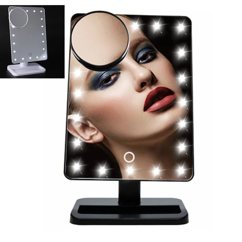 20 LEDs Touch Screen Folding Toilet Lighted Makeup Mirror Comestic