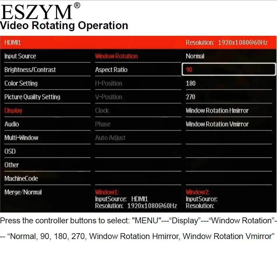 ESZYM видео вращающаяся коробка поддержка HDMI DP DVI VGA Видео входы 90 или 270 градусов изображение флип для вертикального экрана дисплей