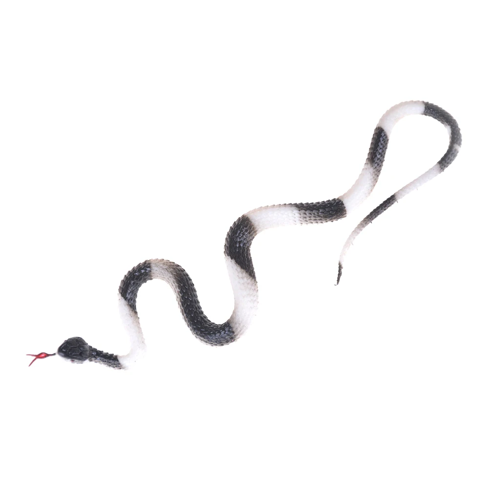1 шт. имитация резиновой змеи искусственный каучук имитация змеи модель игрушки змея поддельные животные подарок Хэллоуин вечерние принадлежности - Цвет: Black White