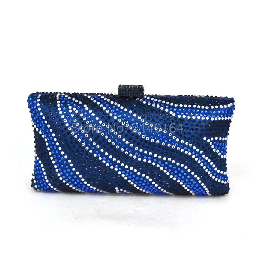 Blue Crystal Purses Evening Clutch Bags with Rhinestone Crystal Diamond for Ladies Wedding Prom Evening Party Crystal Box Clutch