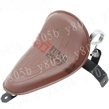 

Brown Flame Leather Solo Spring Seat+Mounting Bracket For Fit Sportster XL883 1200 Dyna Wide Glide Bobber Road Kings