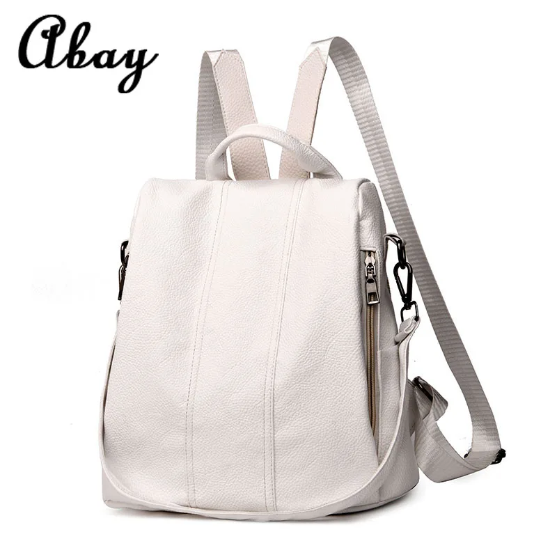 

Fashion 2019 women's backpack youth leather retro backpack girl bag white backpack large capacity travel backpack