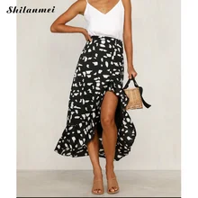 Модная женская Бохо длинная юбка Сексуальная винтажная точка печати гофрированная стандартная юбка обычная повседневная одежда Высокая Талия Длинные миди юбки