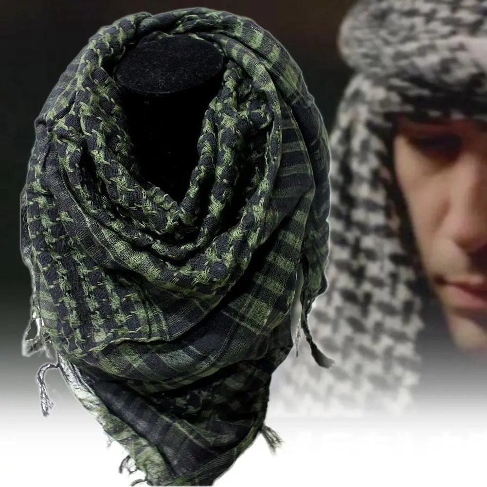 Военный ветрозащитный зимний шарф, мужской мусульманский хиджаб, тонкий шемаг, тактический шарф, арабский кеффия, шарфы, хлопок, модный зеленый