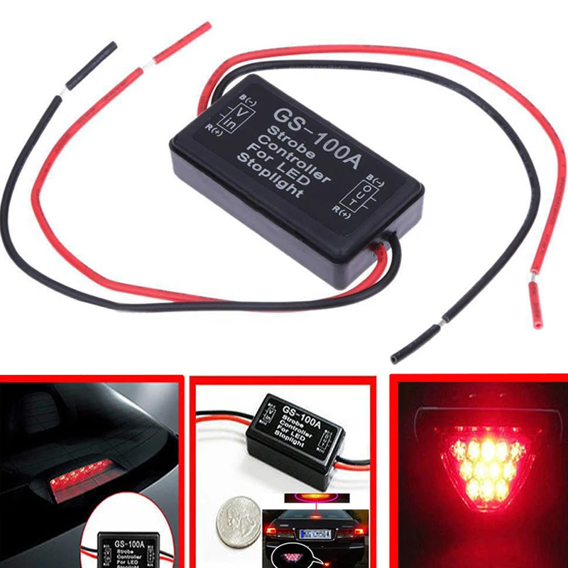 

12V GS-100A LED Brake Stop Light Strobe Flash Module Controller Box For Car Auto