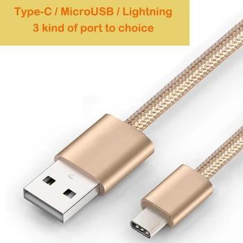 

GuSuo Nylon Braided Type-C USB3.1 Data Cable Micro USB Cable for Fast Charging Data Sync Extended Wire 1 Meter 3 Colors