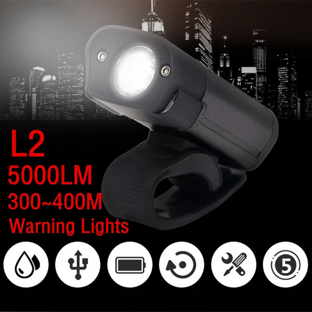 

5000LM L2 LED Cycling Bike Bicycle Head Light Flashlight warning lights 5 Modes Torch USB Waterproof durable aluminum alloy 20
