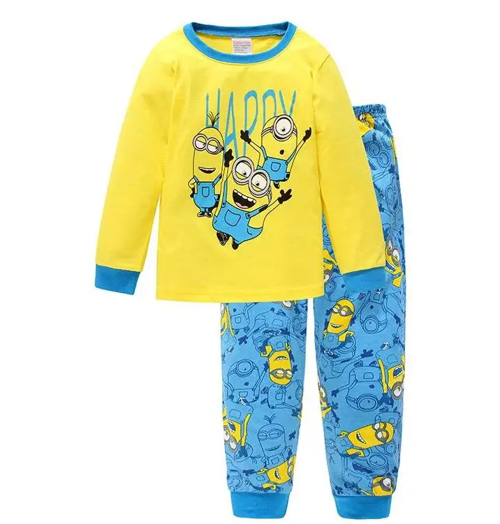 Пижамные комплекты с героями мультфильмов для детей от 2 до 7 лет хлопковый комплект одежды с длинными рукавами, весенне-зимний детский пижамный комплект, одежда для сна для маленьких девочек и мальчиков, HYL23