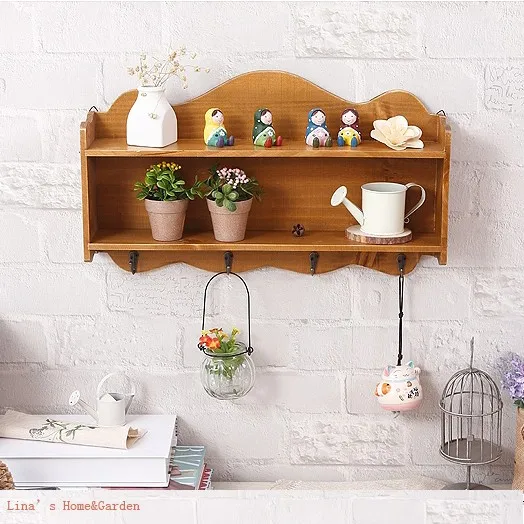 vintage wooden wall shelf