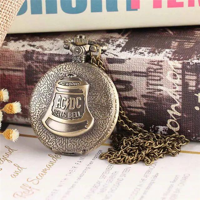 Vintage Quartz Pocket Watch cute bell stationary clock Necklace Pendant men's wa Vintage Quartz Pocket Watch cute bell stationary clock Necklace Pendant men's wa