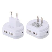 LED Night Light With Dual USB Wall Charger Plug Dusk to Dawn Sensor Wall Lamp