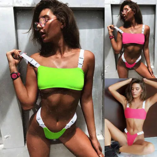 

2019 New Summer Women Solid Bikini Set Push-up UnPadded Bra Swimsuit Triangle Bather Suit Swimming Suit biquini