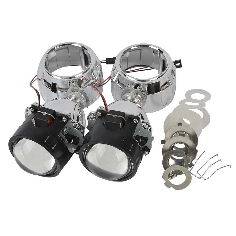 

Taitian 2Pcs LHD 2.5" Mini Bi-Xenon kit H1 H4 lens H7 HID Projector bi led lens fog lights For car Headlights Retrofit Shroud
