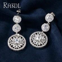 RAKOL эксклюзивное высококачественное огранка маркиз кубического циркония цветок висячие серьги для женщин Свадебные Ювелирные украшения RE21876