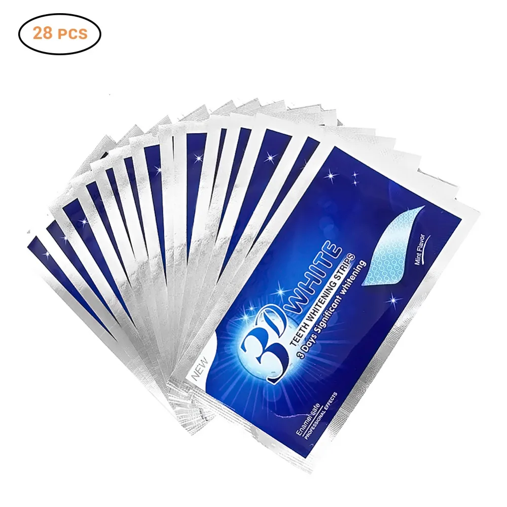

28Pcs/14Pair 3D White Gel Teeth Whitening Strips Oral Hygiene Care Double Elastic Teeth Strips Whitening Dental Bleaching Tools