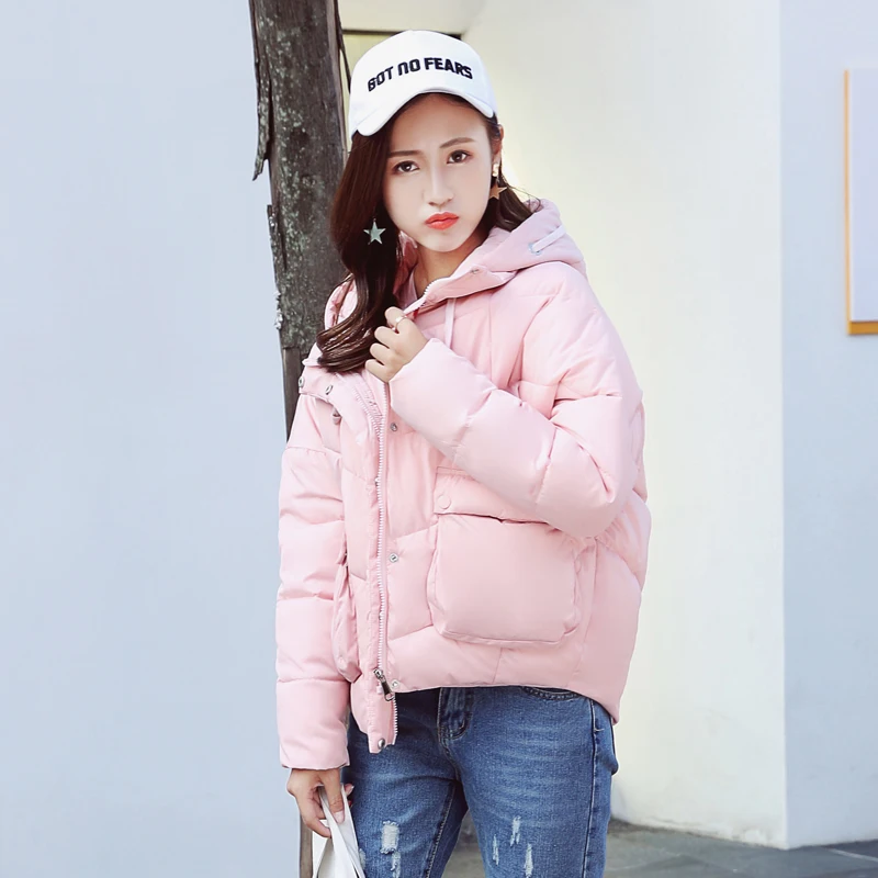 Stand Collar Winter Jacket Women Hooded With Two Pockets Female Coat Basic Jacket Cotton Padded Jaqueta Feminina Inverno Stand Collar Winter Jacket Women Hooded With Two Pockets Female Coat Basic Jacket Cotton Padded Jaqueta Feminina Inverno