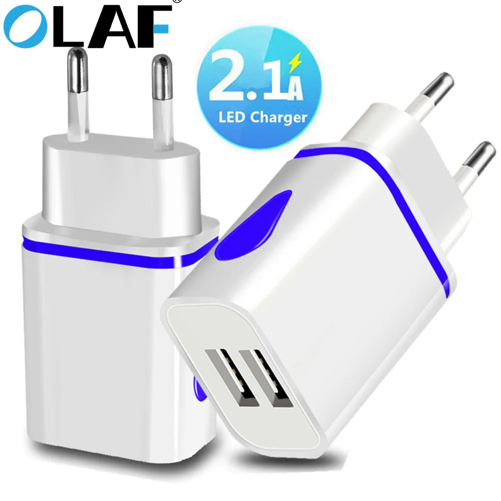 

2 Ports LED USB Charger For Xiaomi Redmi Note 7 Samsung Tablets EU Plug Charging Adapter Mobile Phone Charger USB Wall Chargers