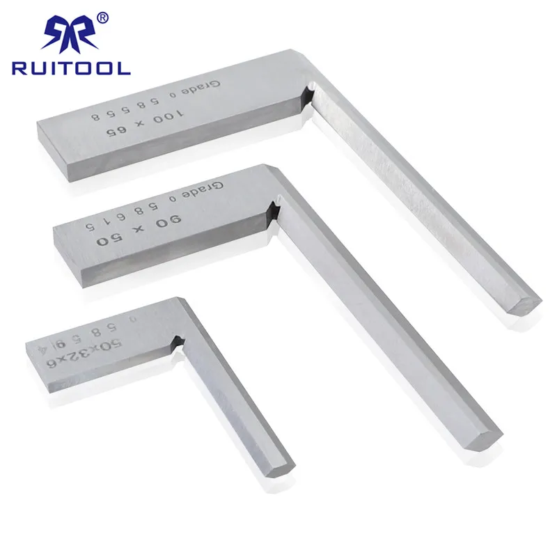 

90 degree Angle Square Ruler 50*32/90*50mm/100*65 Stainless Steel Marking Gauge Grade 0 Narrow Side
